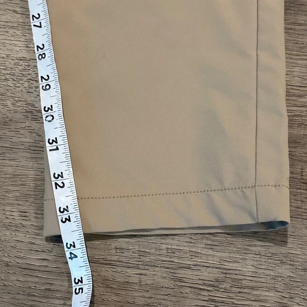 Banana Republic Mens Performance Golf Pants Tan Khaki Chino 38x34 Stretch Zipper